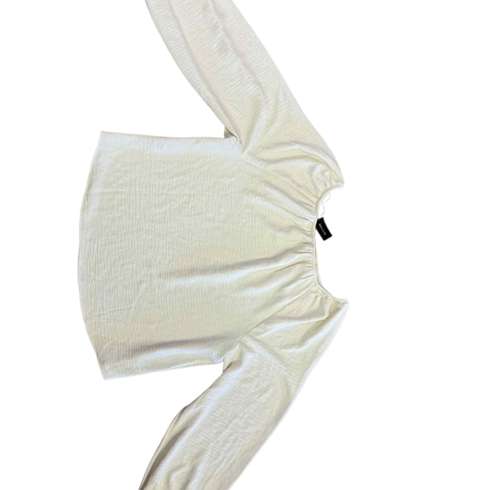 RW&CO NWT Off The Shoulder Long Sleeve Blouse Creme Textured Elegant Size Small - Picture 3 of 8